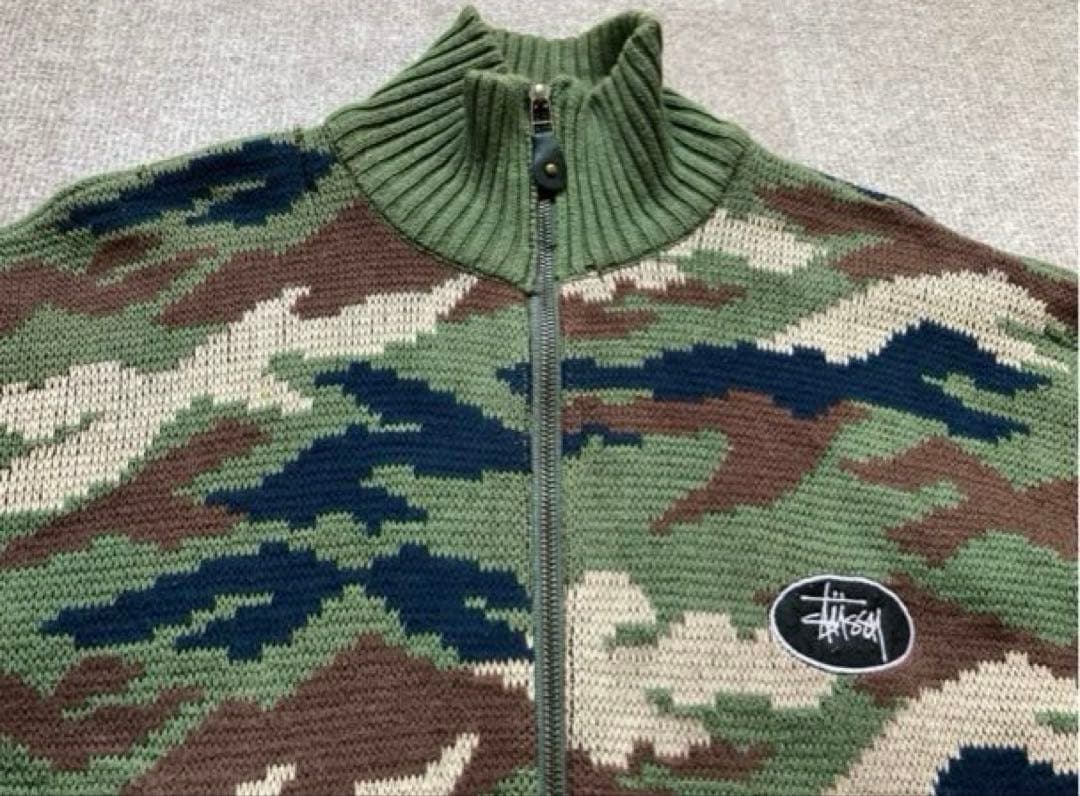 90's STUSSY オールド ステューシー カウチン ニット セーター カモ