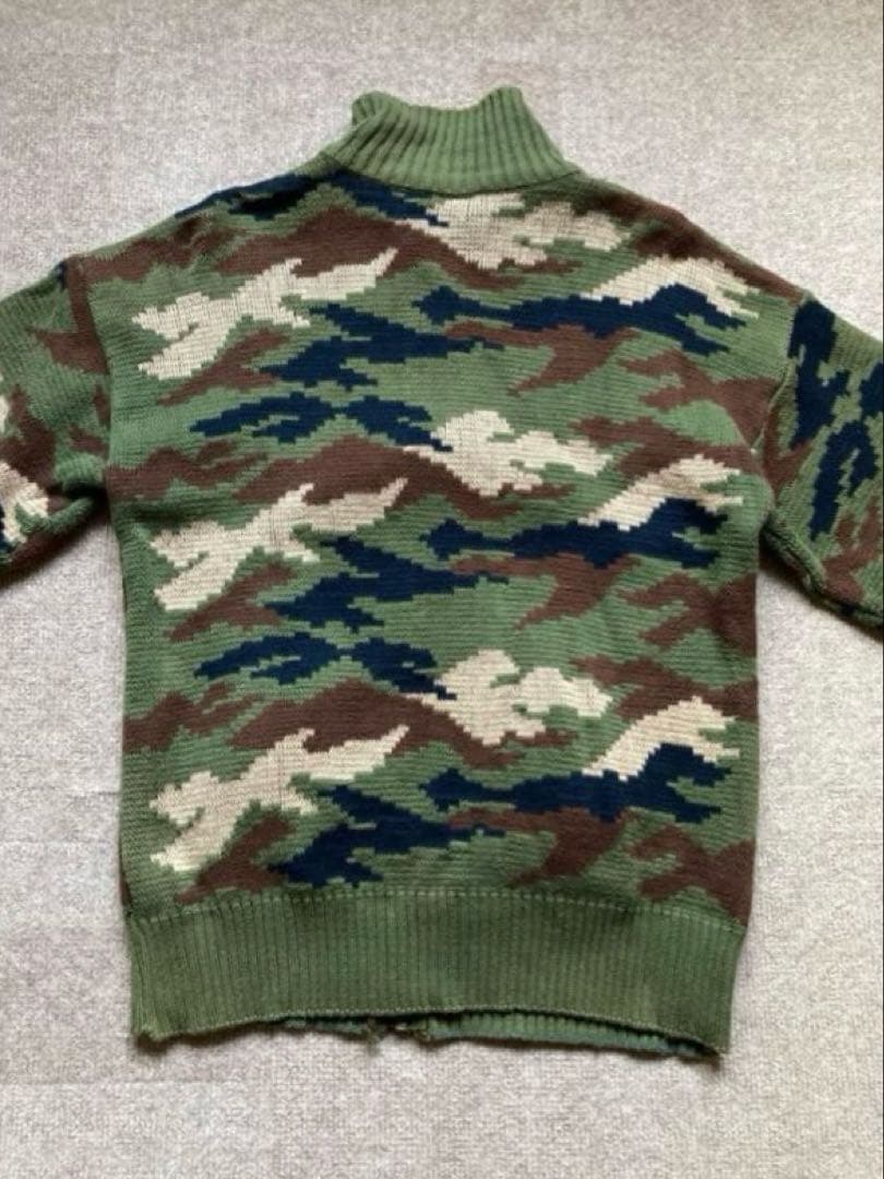 90's STUSSY オールド ステューシー カウチン ニット セーター カモ