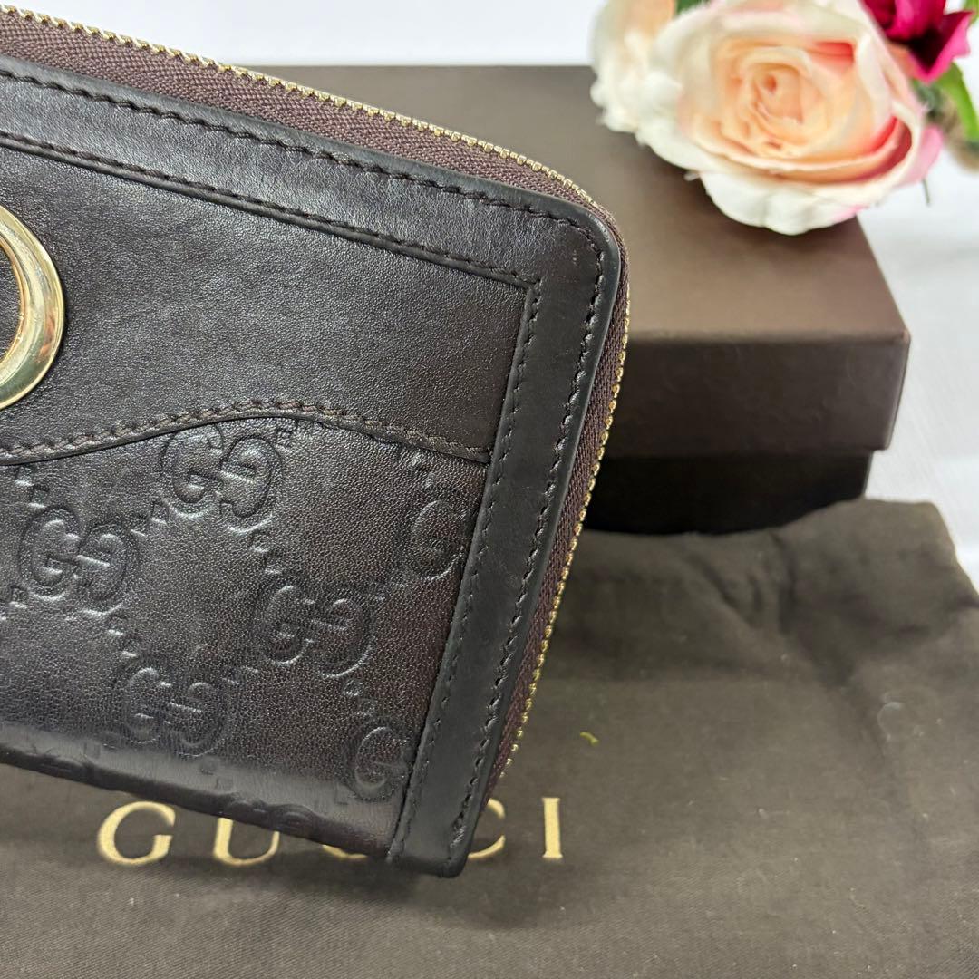 新品同様‼️ グッチ　GUCCI 財布　長財布　シマレザー　ラウンドファスナー