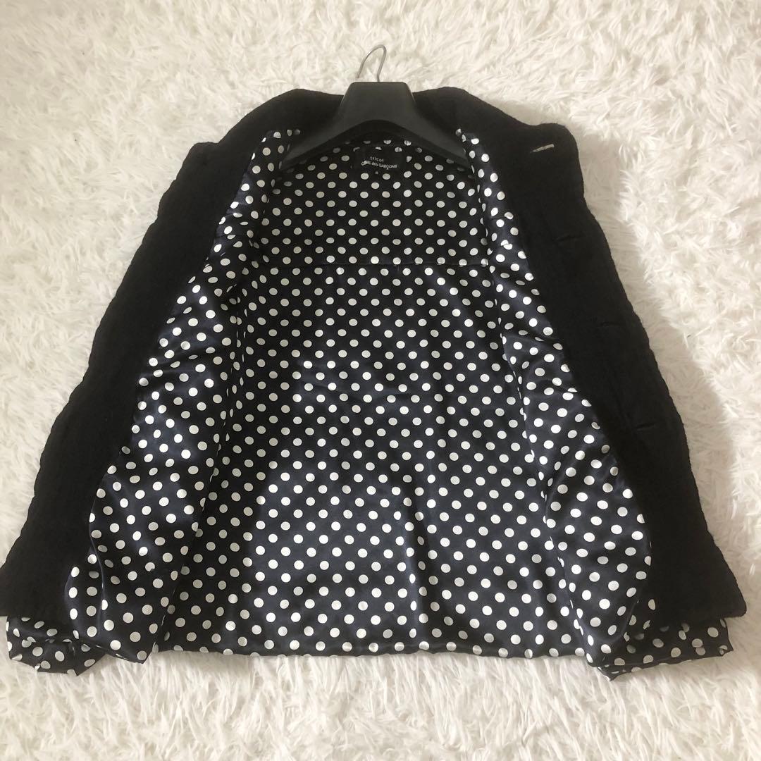 トリココムデギャルソン ウール縮絨ジャケット 裏地ドット レイヤード ネイビー