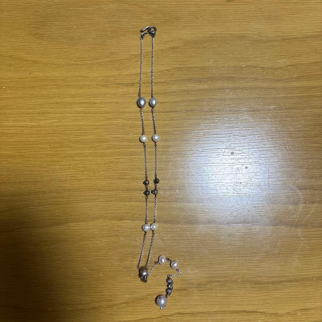 HYSTERIC GLAMOUR スカルと淡水パールのネックレス