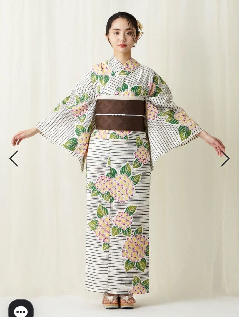 今季ふりふ 浴衣単品「あじさいボーダー」美品