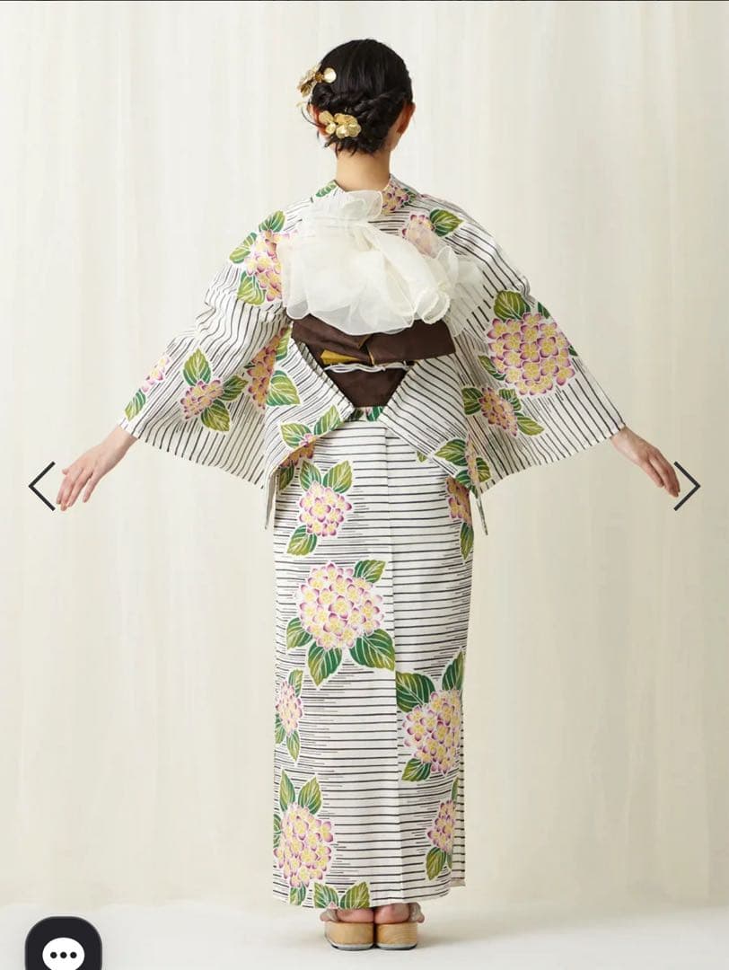 今季ふりふ 浴衣単品「あじさいボーダー」美品