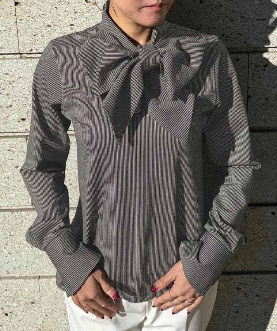 JENNE ジェンヌ　日本製ブラウス見えカットソー リボン