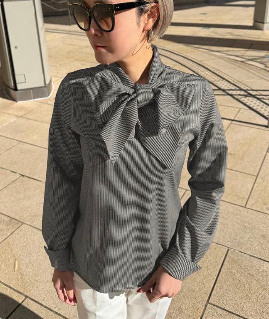 JENNE ジェンヌ　日本製ブラウス見えカットソー リボン