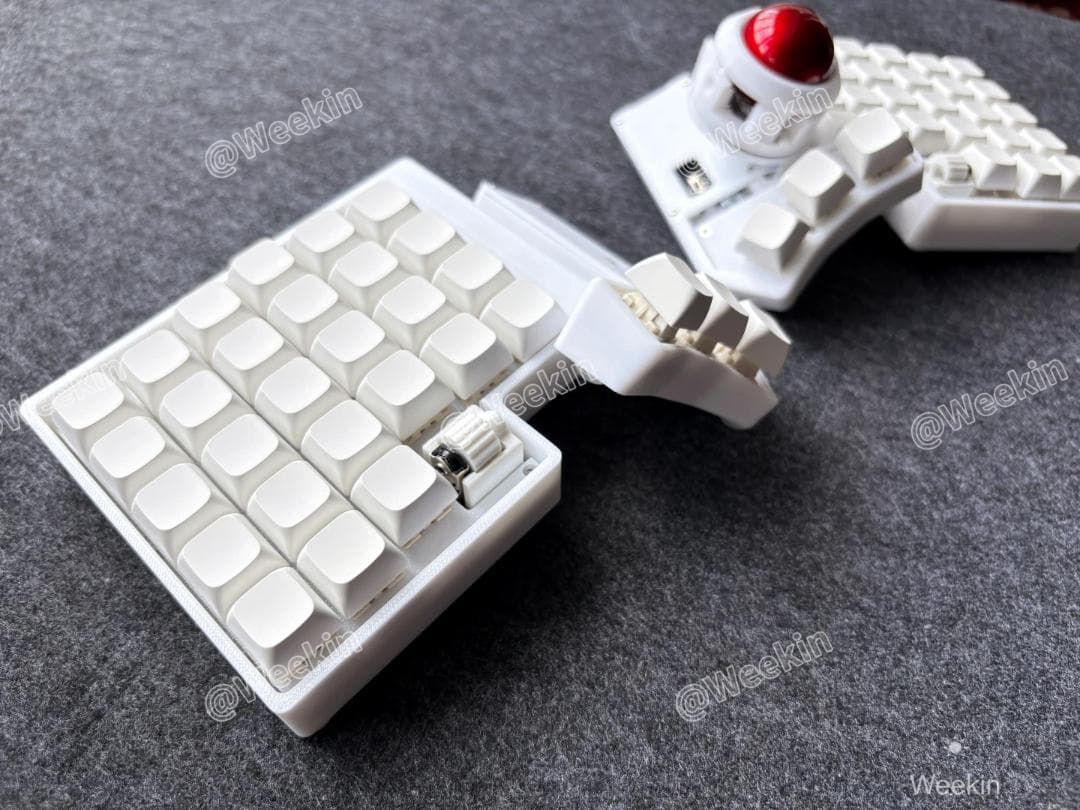 角度調整可能 自作分割キーボード ロータリーノブ2箇所 人間工学 トラックボール