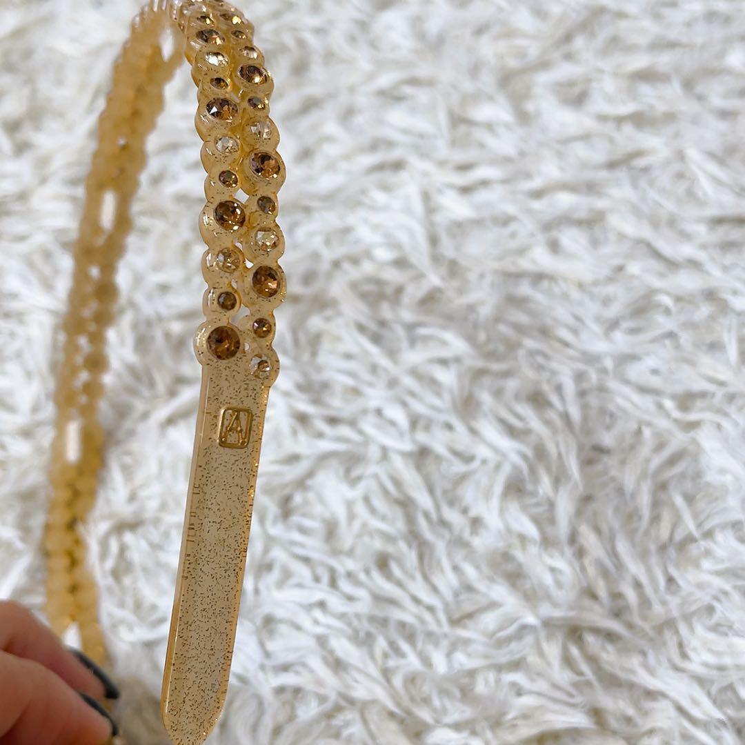 美品　アレクサンドルドゥパリ　カチューシャ　保存袋付き　ラインストーン　ゴールド