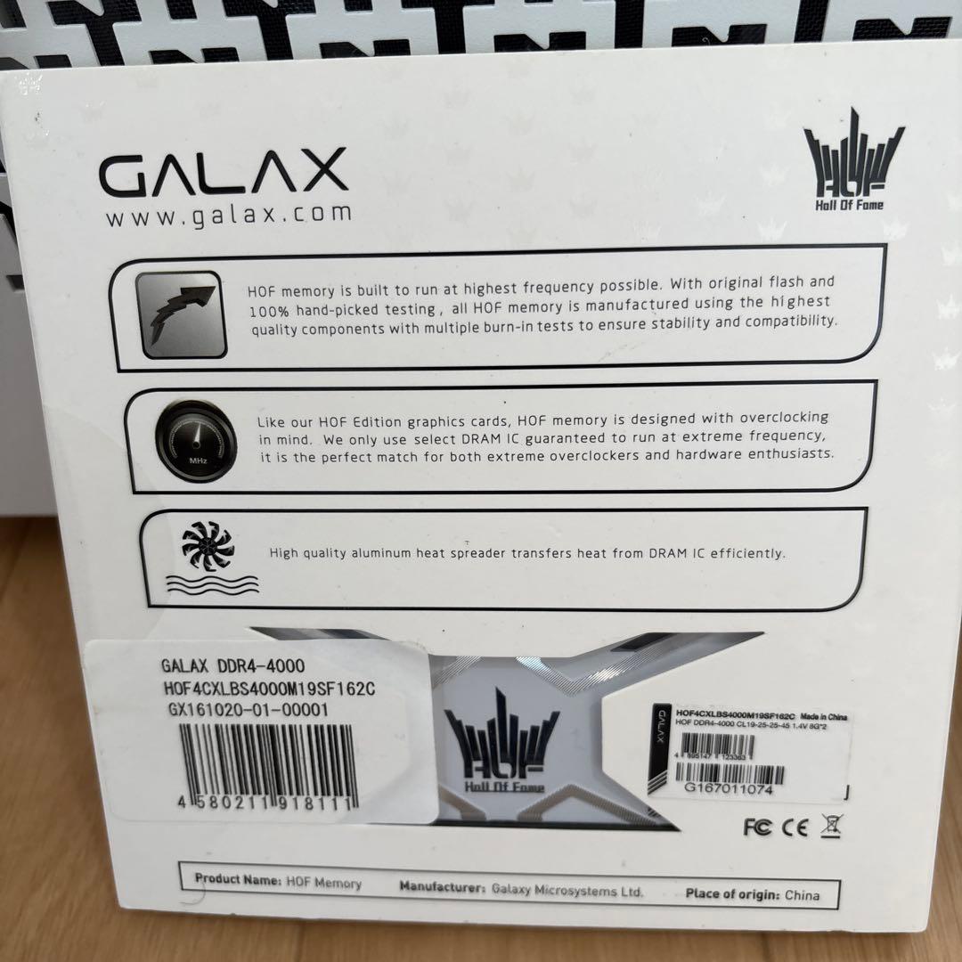 メモリー GALAX Hall Of Fame DDR4 4000MHz 16GB