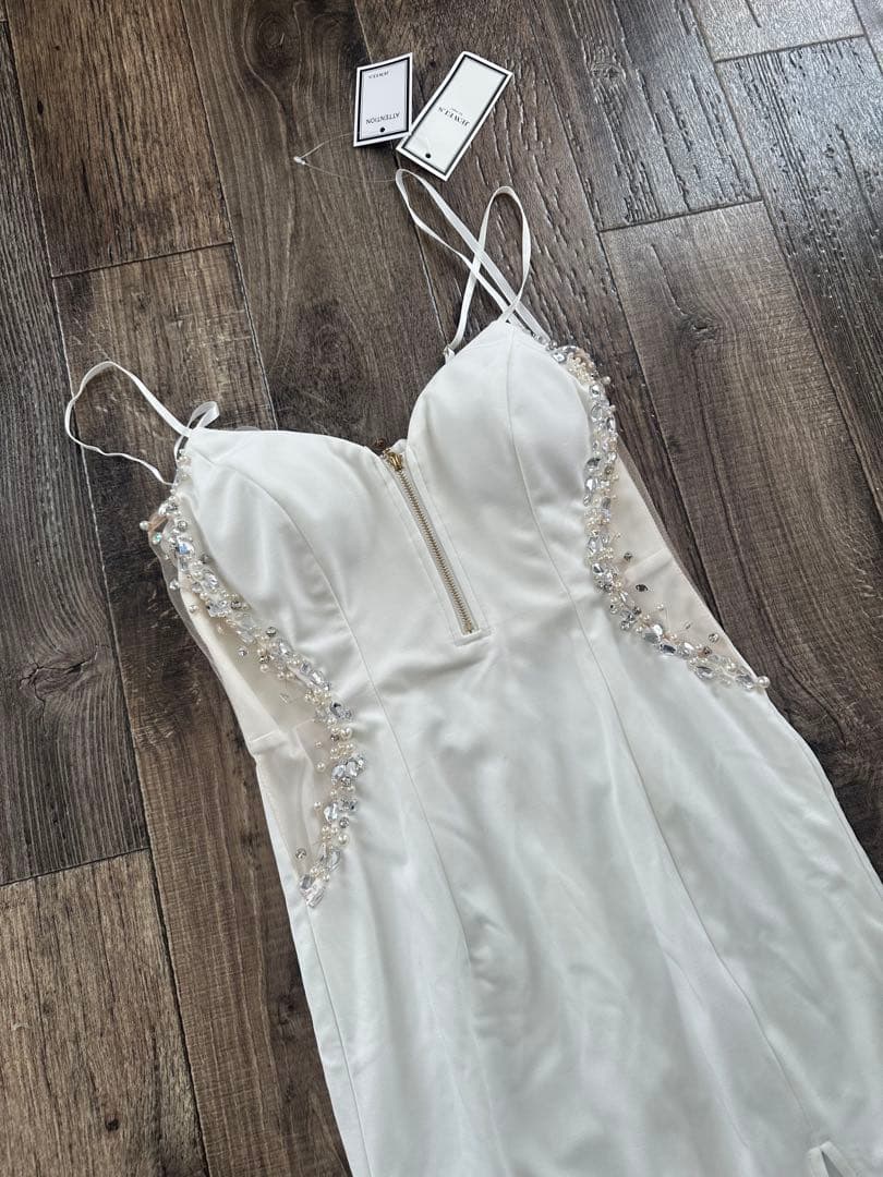 サイドシアービジューロングドレス　キャバドレス