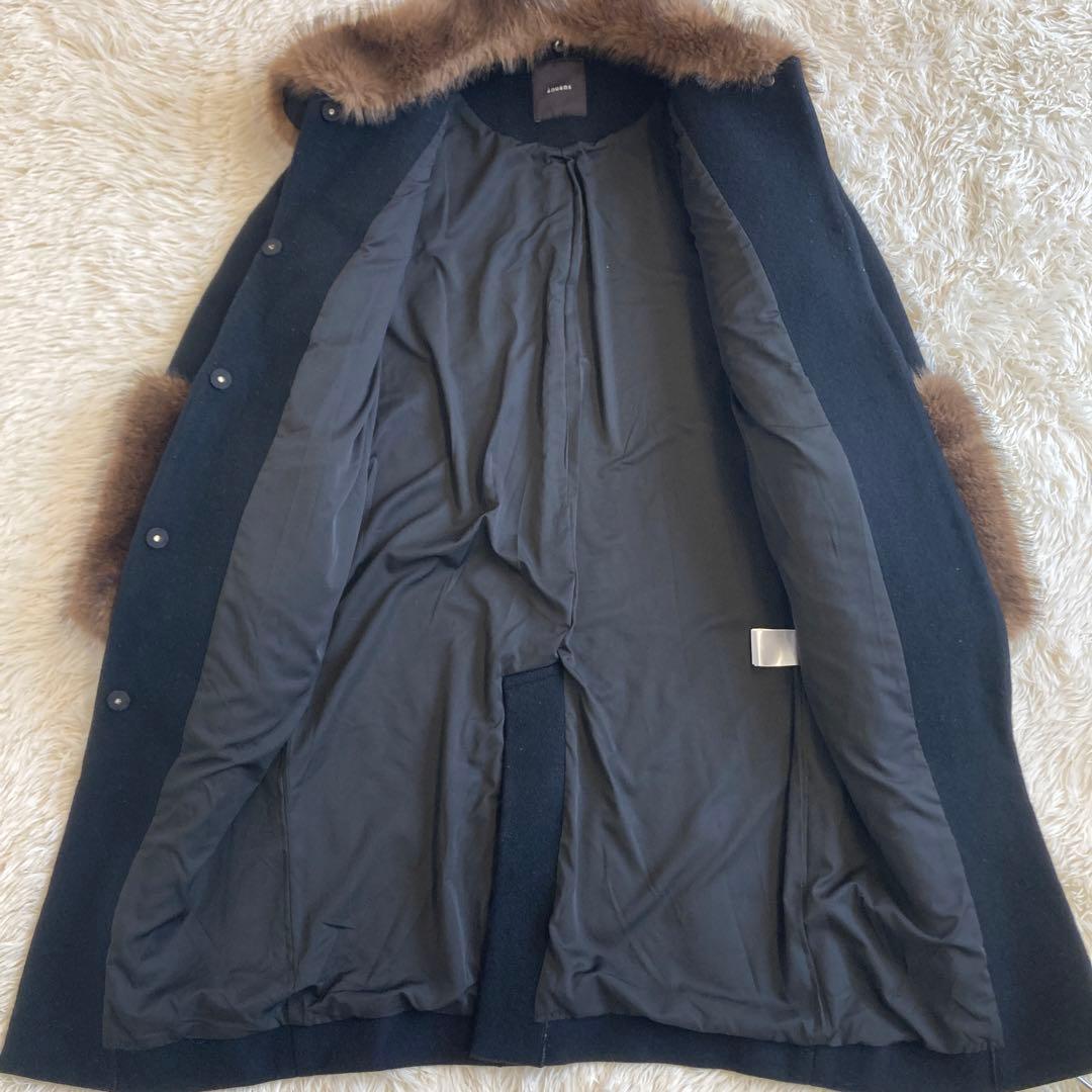 anuans ファートリムコクーンコート　ブラック