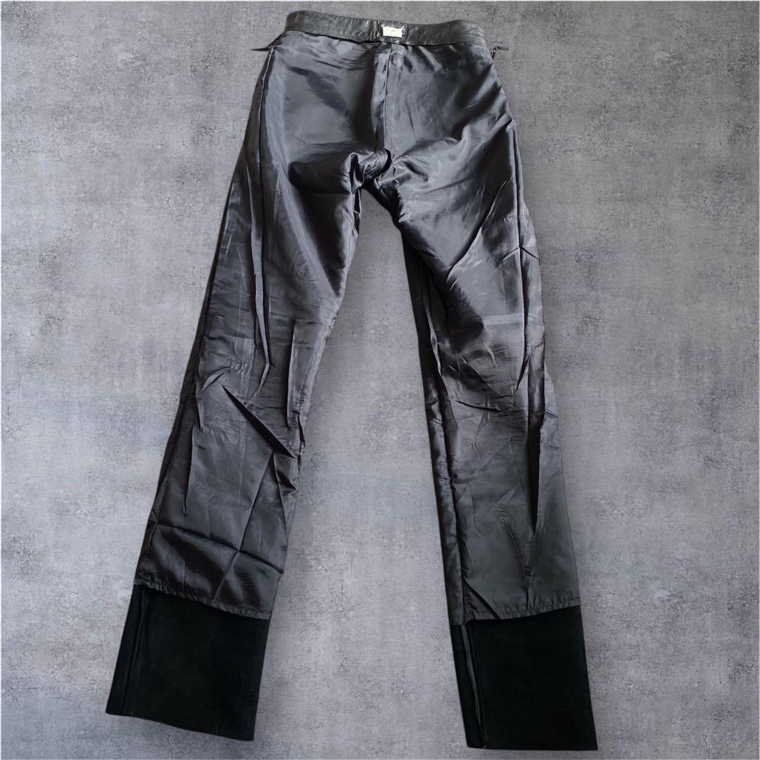 【極美品】agnes b アニエスベー　レザーパンツ　牛革　フランス製　ブラック