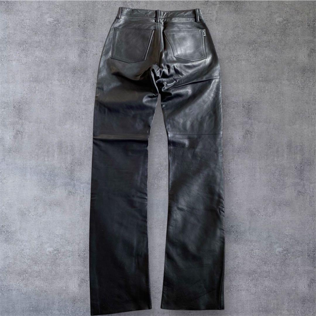 【極美品】agnes b アニエスベー　レザーパンツ　牛革　フランス製　ブラック