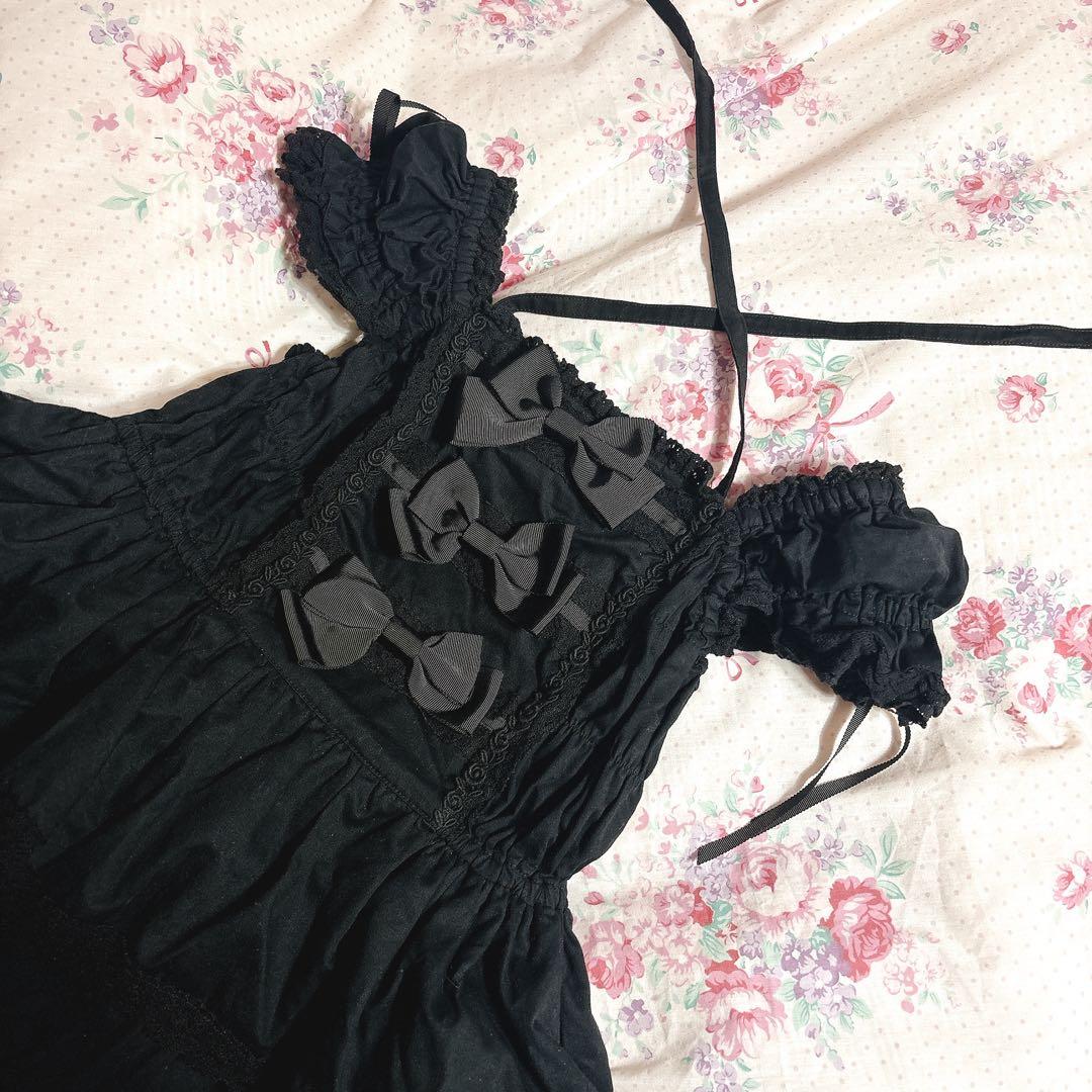 BABY リボンミルキーシュガージャンパースカート 黒×黒