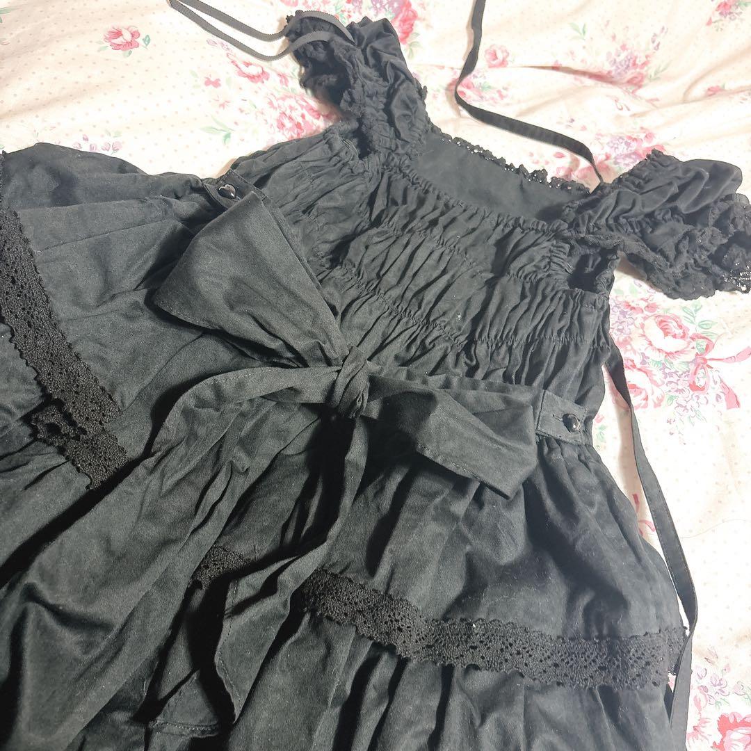 BABY リボンミルキーシュガージャンパースカート 黒×黒