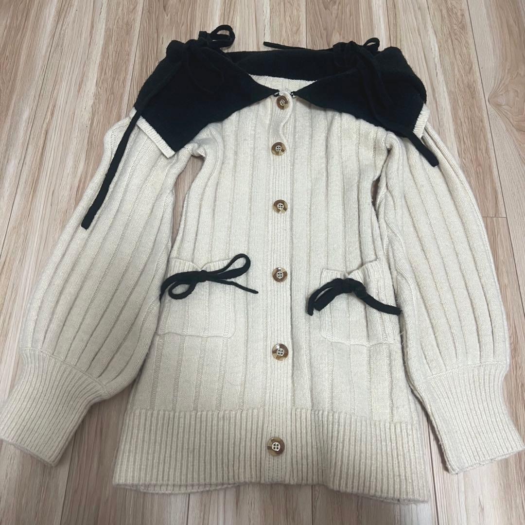 ワンピース amerge ribbon offshoulder onepiece ivory