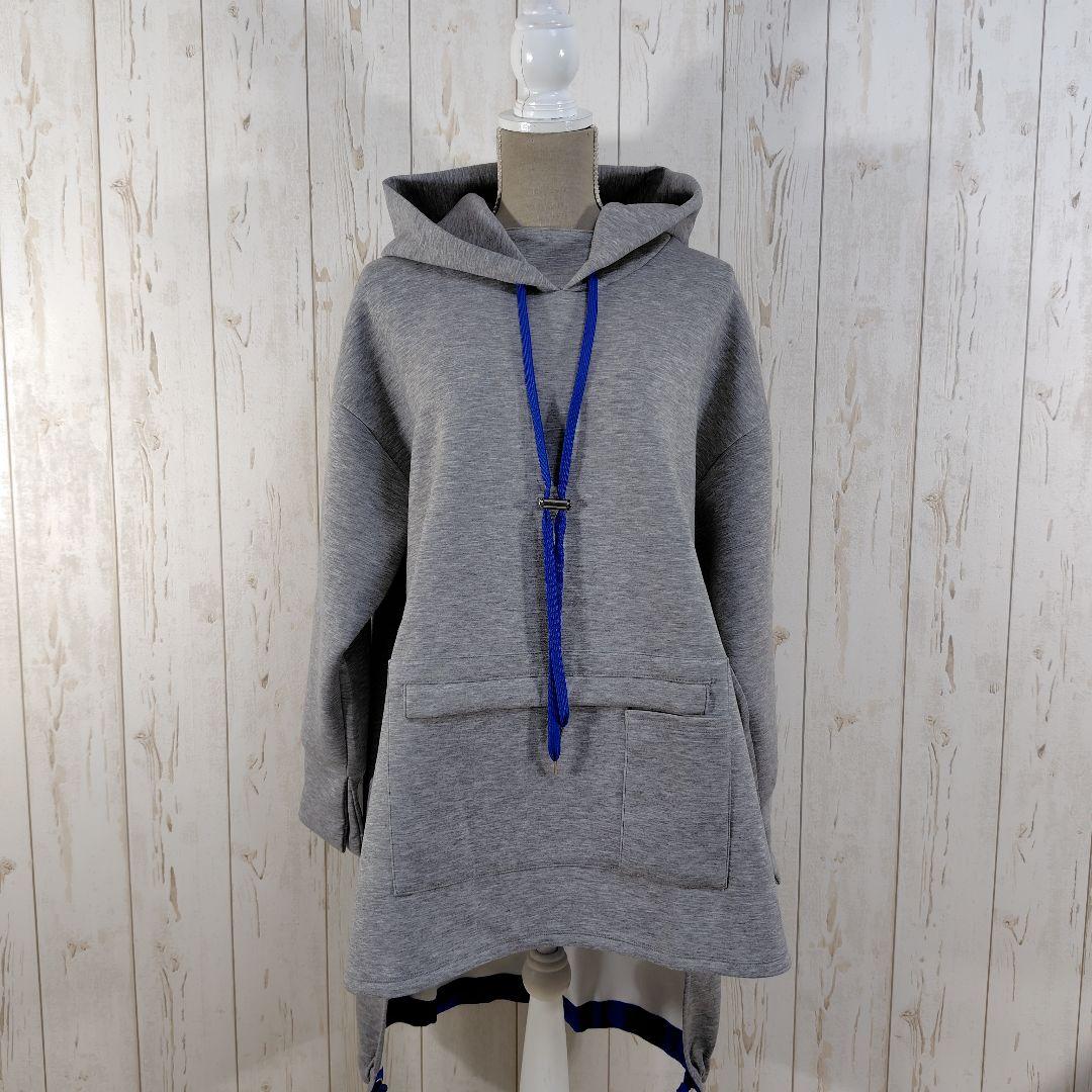 UN3D. HEM GATHER LONG SWEAT 変形パーカー