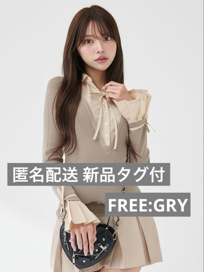 Darich シャツドッキングプリーツミニワンピース FREE GRY　グレー