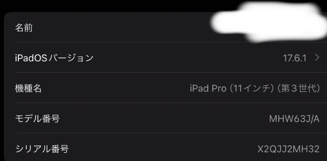ipad pro 11インチ（第3世代）　セルラー