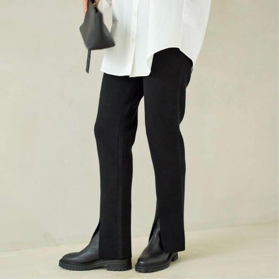 【 R'IAM PLAGE】スリットニットパンツ　36サイズ　クロ