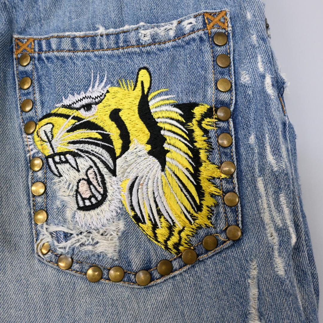 ■ DOLCE&GABBANA スタッズ Y2K 虎刺繍 ジーンズ 48286*