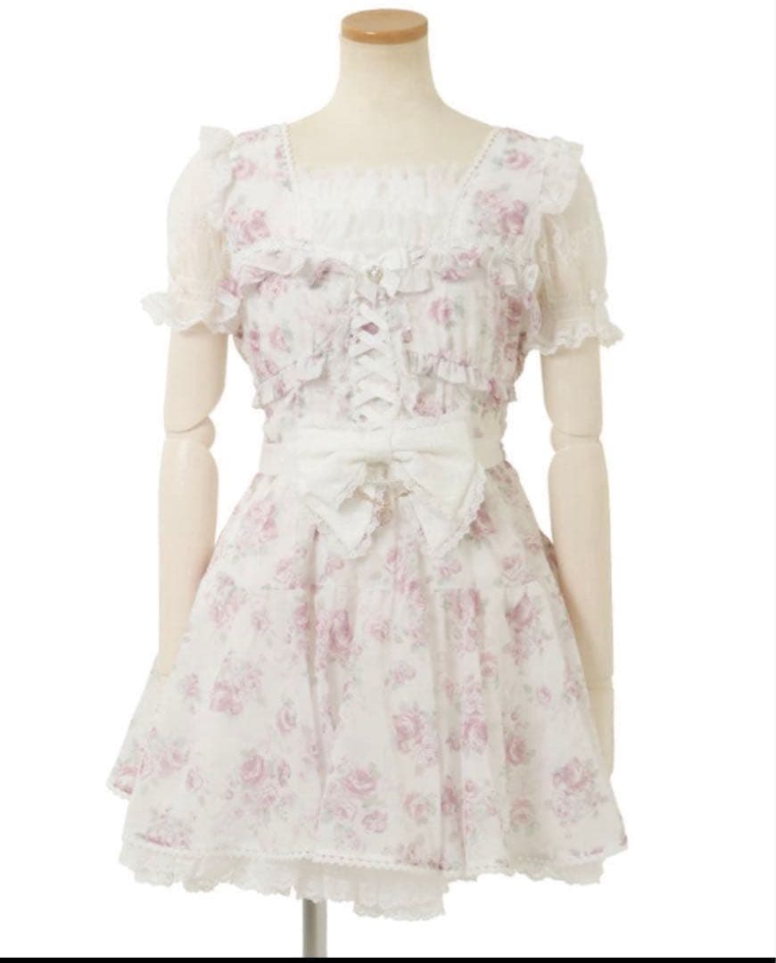 LIZLISA ローズリボンシフォンワンピース ホワイト