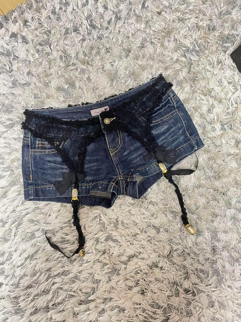 MARSマーズ　ガーターベルト風デニムショーパン