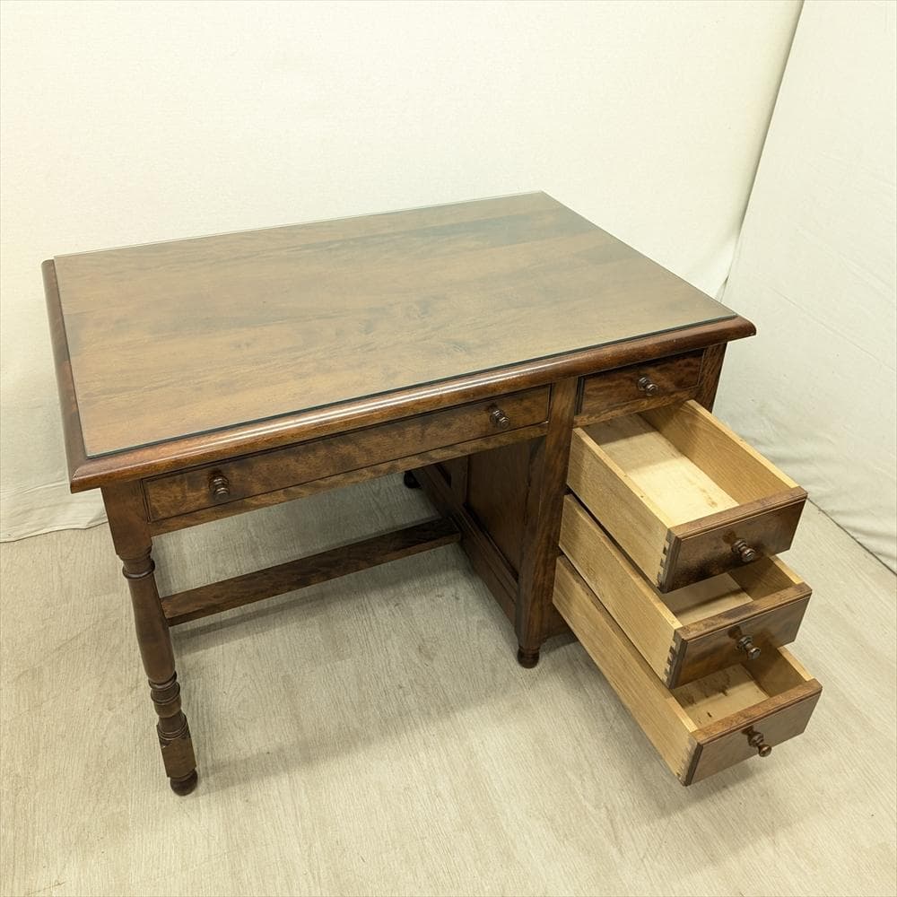 九州民芸家具　樺 カバ材　無垢　片袖デスク　書斎デスク　机　デスク　学習机