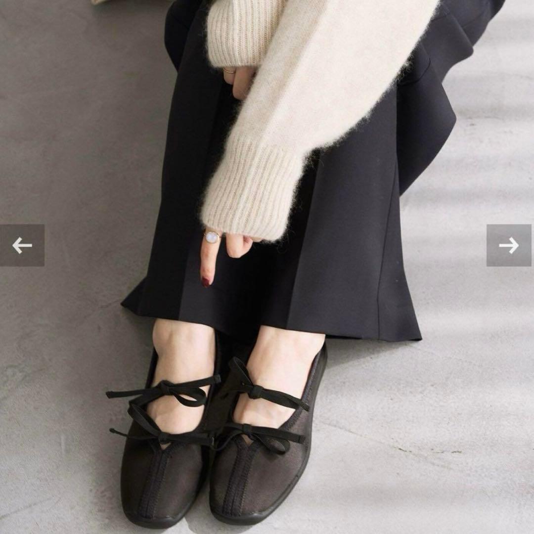 美品✨ LE TALON ルタロン Lダブルリボン バレリーナ フラットシューズ