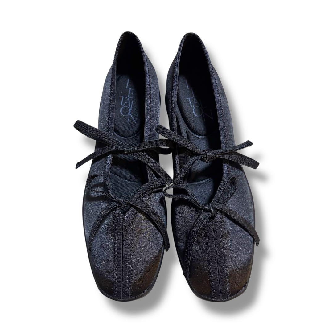 美品✨ LE TALON ルタロン Lダブルリボン バレリーナ フラットシューズ