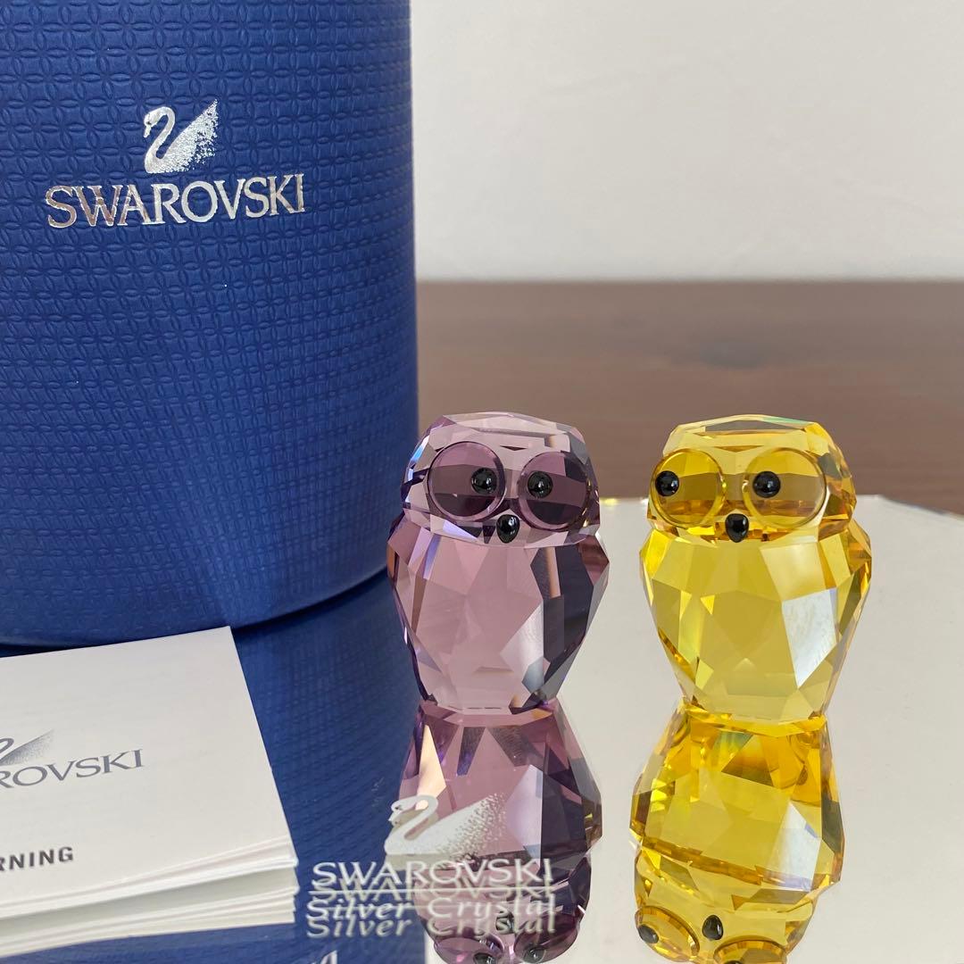SWAROVSKI スワロフスキー クリスタル フクロウ ペア 置物