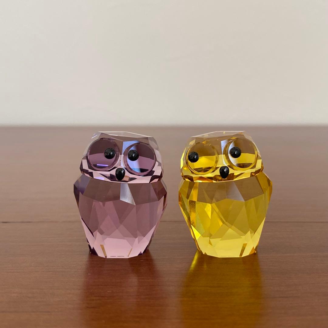 SWAROVSKI スワロフスキー クリスタル フクロウ ペア 置物