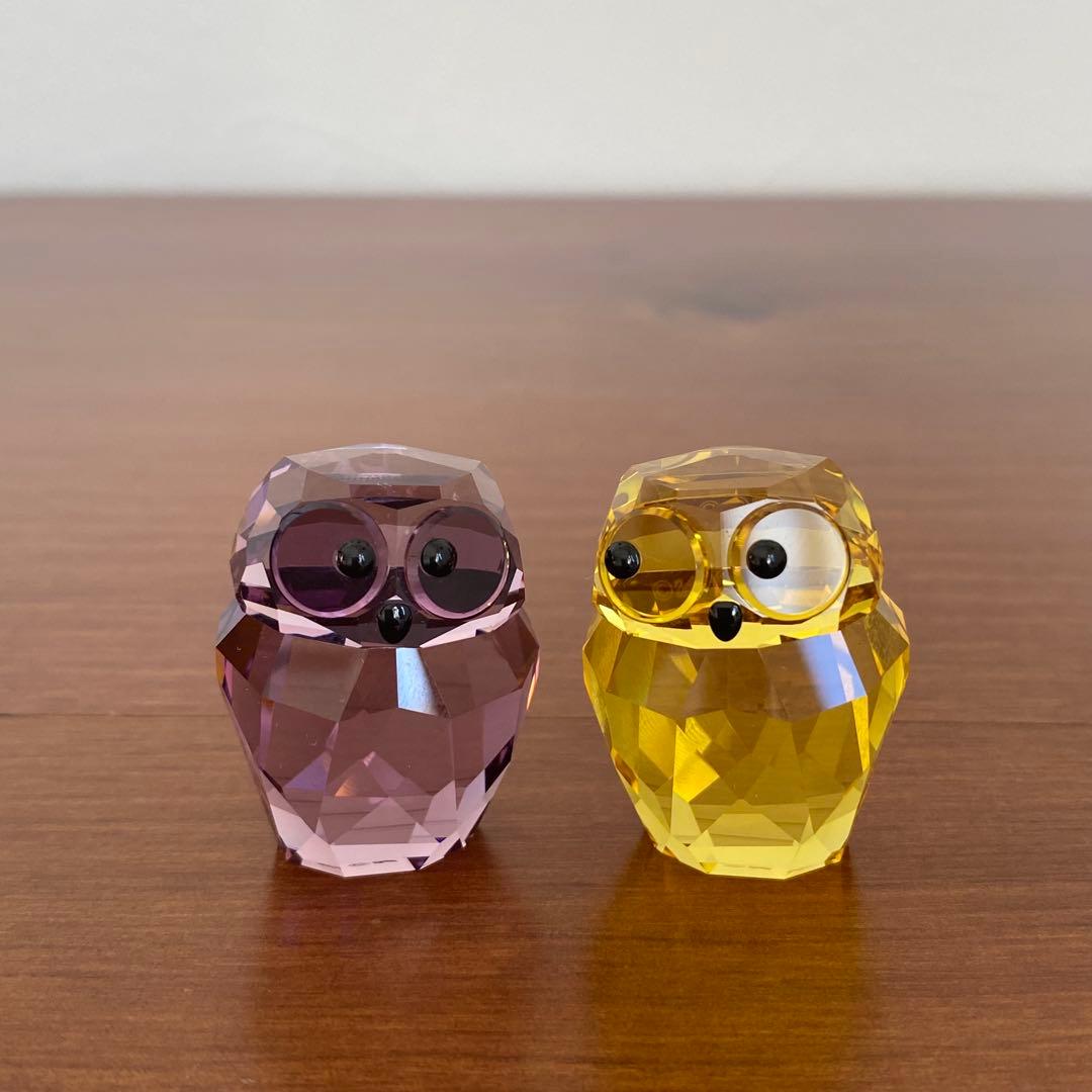 SWAROVSKI スワロフスキー クリスタル フクロウ ペア 置物