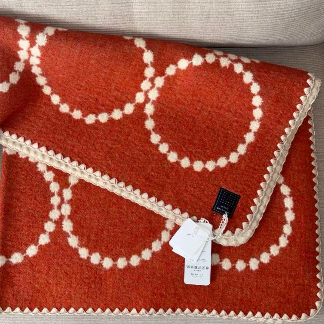 新品タグ付 ミナペルホネン タンバリン ブランケット ひざ掛け 赤ウール100%