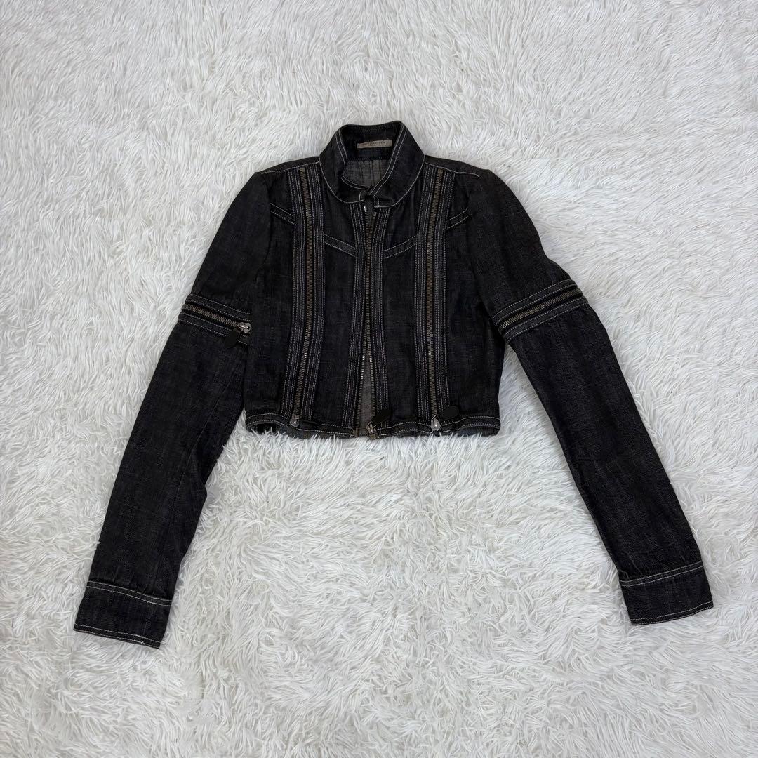ボッテガヴェネタ クロップド デニムジャケット ブラック コットン 4way