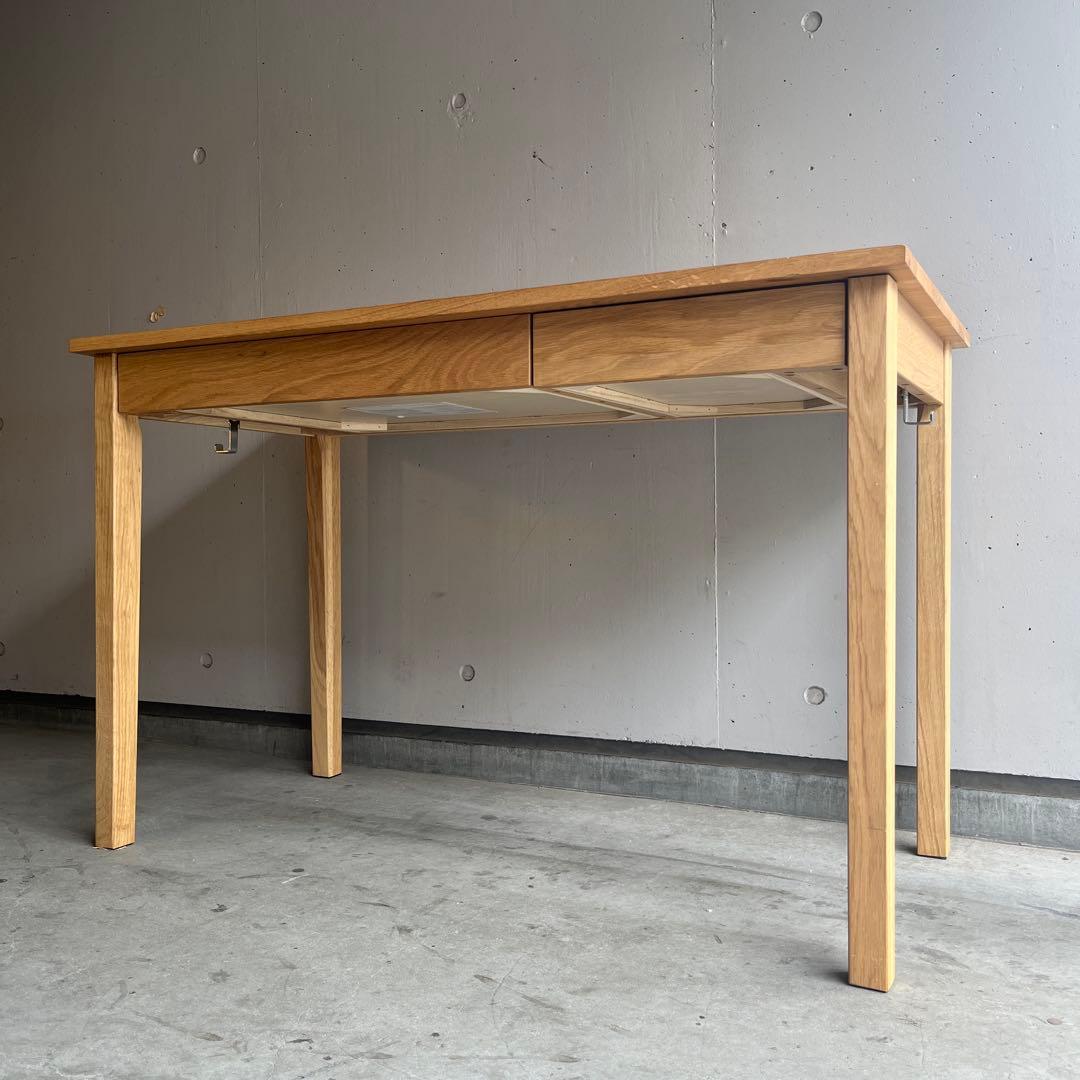 美品★無印 無垢材デスク（引出付）・オーク材