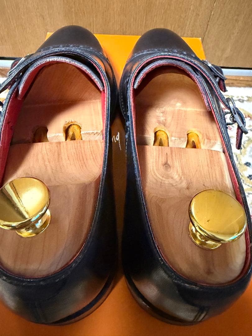 ディ メッラ 黒 ダブルモンクストラップ ビジネスシューズ