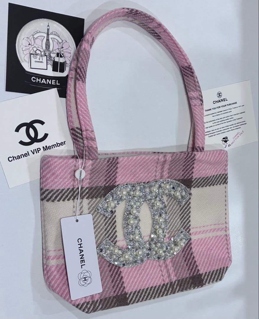 CHANEL パールビジュー　ビッグココ　シャネルノベルティ　トートバッグ