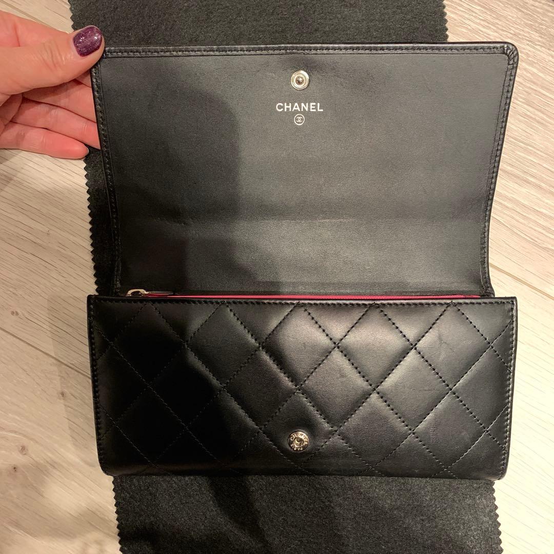 CHANEL 黒 レザー 長財布　ココマーク