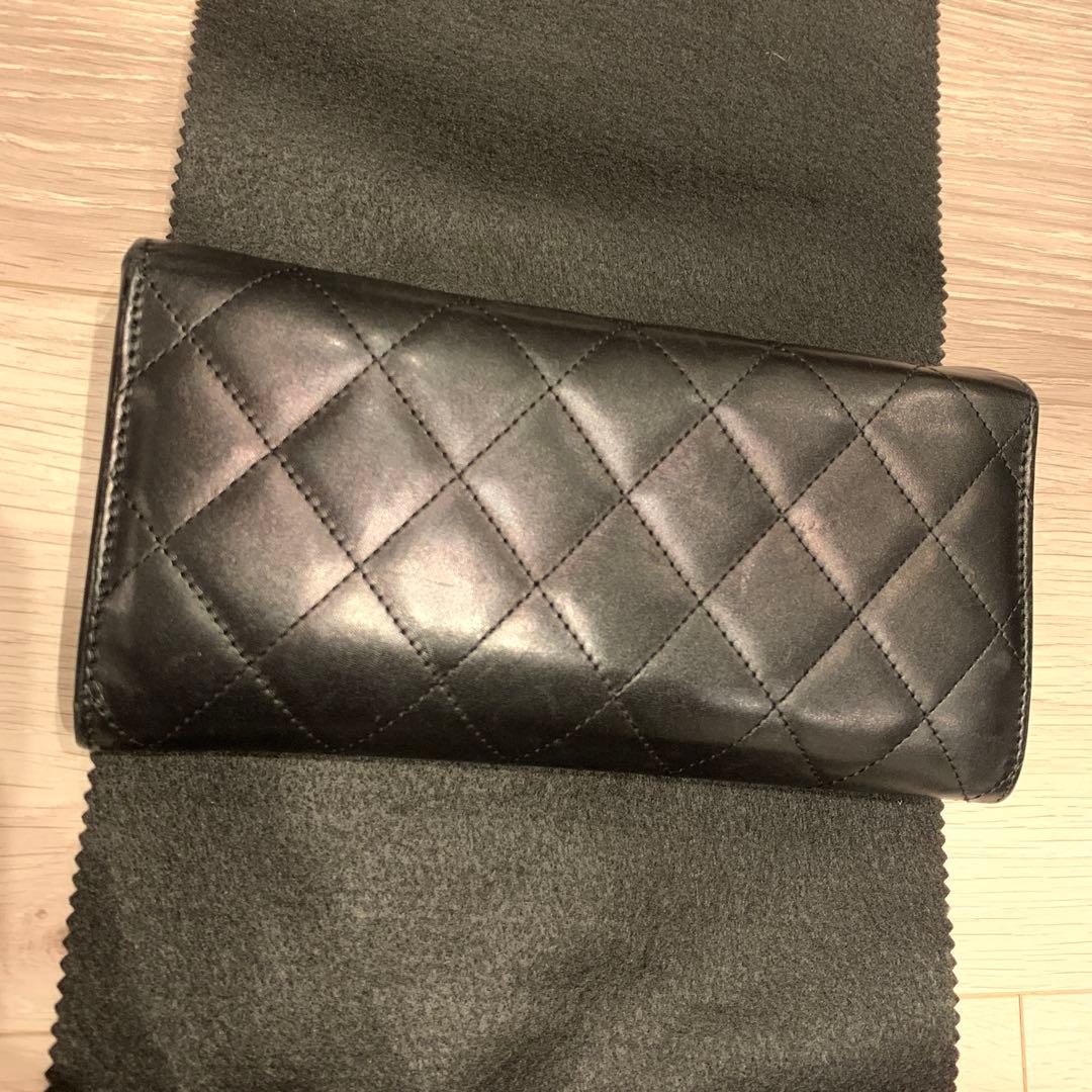 CHANEL 黒 レザー 長財布　ココマーク