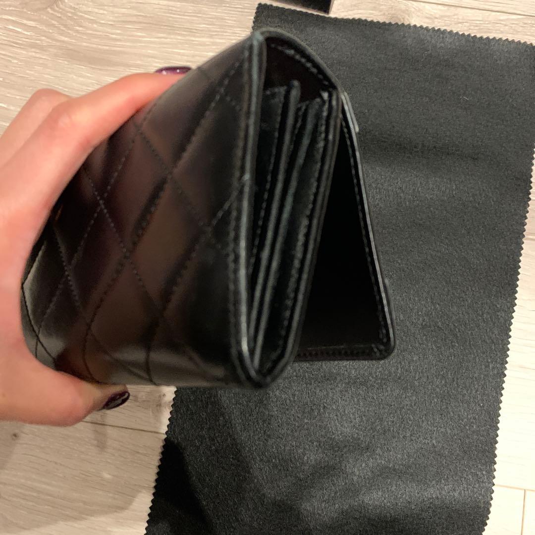 CHANEL 黒 レザー 長財布　ココマーク