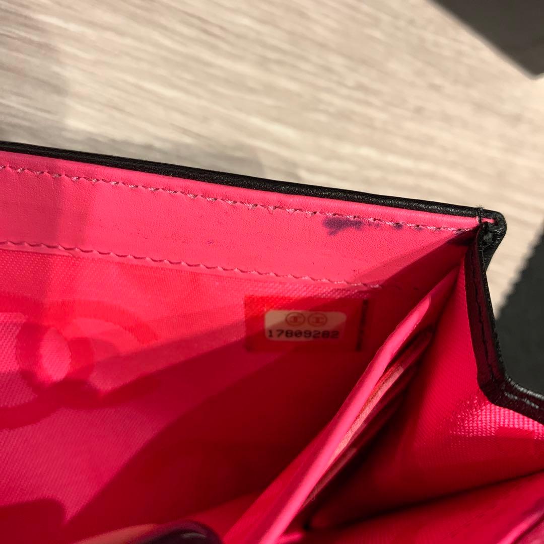CHANEL 黒 レザー 長財布　ココマーク