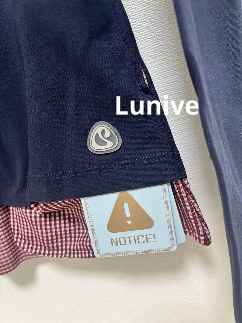 COYSEIO パッチワークチェック柄ポロシャツ風レイヤードシャツ