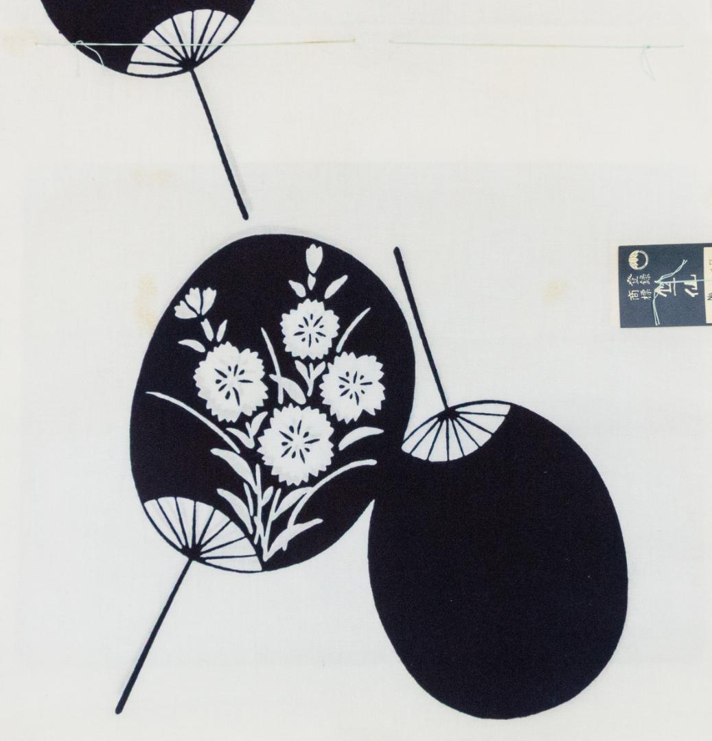 新品竺仙特撰高級ゆかた反物「日本の夏」日本製☆綿100%工芸夏うちわ文白藍染友禅