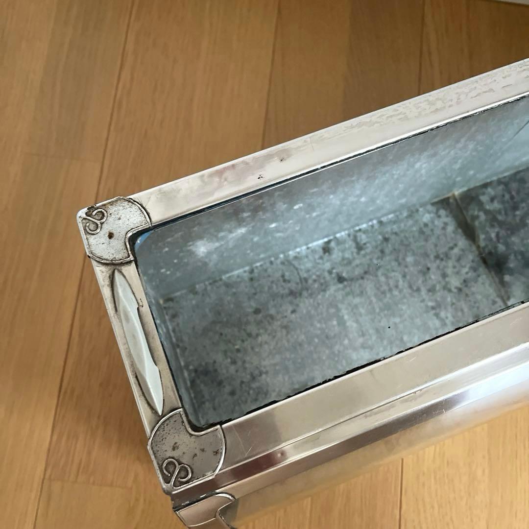 古道具　昭和レトロ　ブリキ　ショーケース　全面Rガラス　ディスプレイ