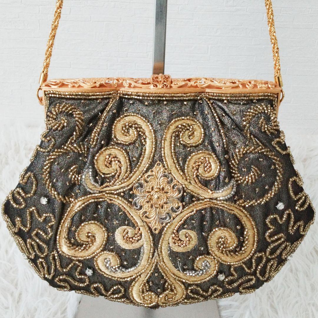 極美品❉ 花井幸子 YUKIKO HANAI パーティーバッグ ビーズ 刺繍