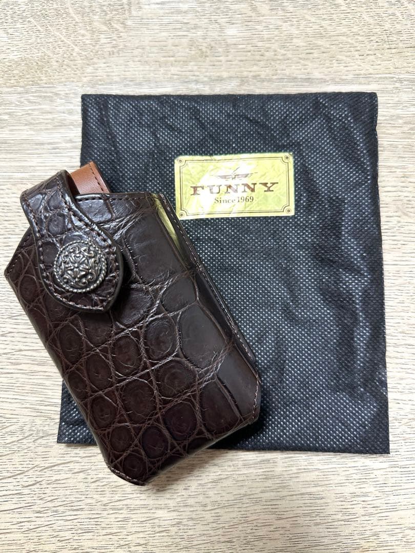 FUNNY ファニー モバイルケース クロコダイル　ブラウン　本革