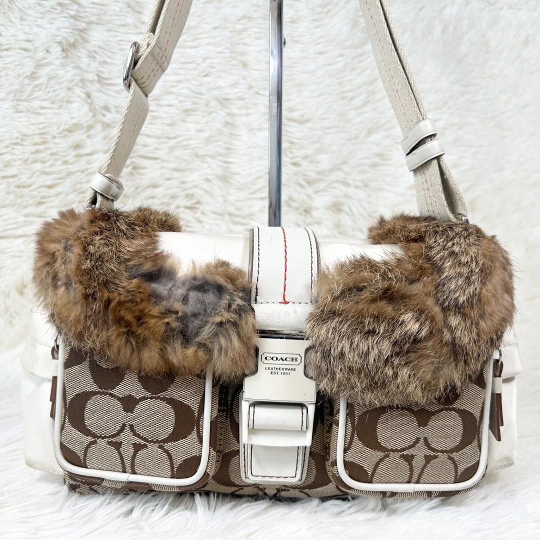 希少✨ COACH コーチ ソーホー ファー ワンショルダーバッグ キャンバス