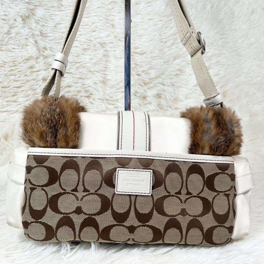 希少✨ COACH コーチ ソーホー ファー ワンショルダーバッグ キャンバス