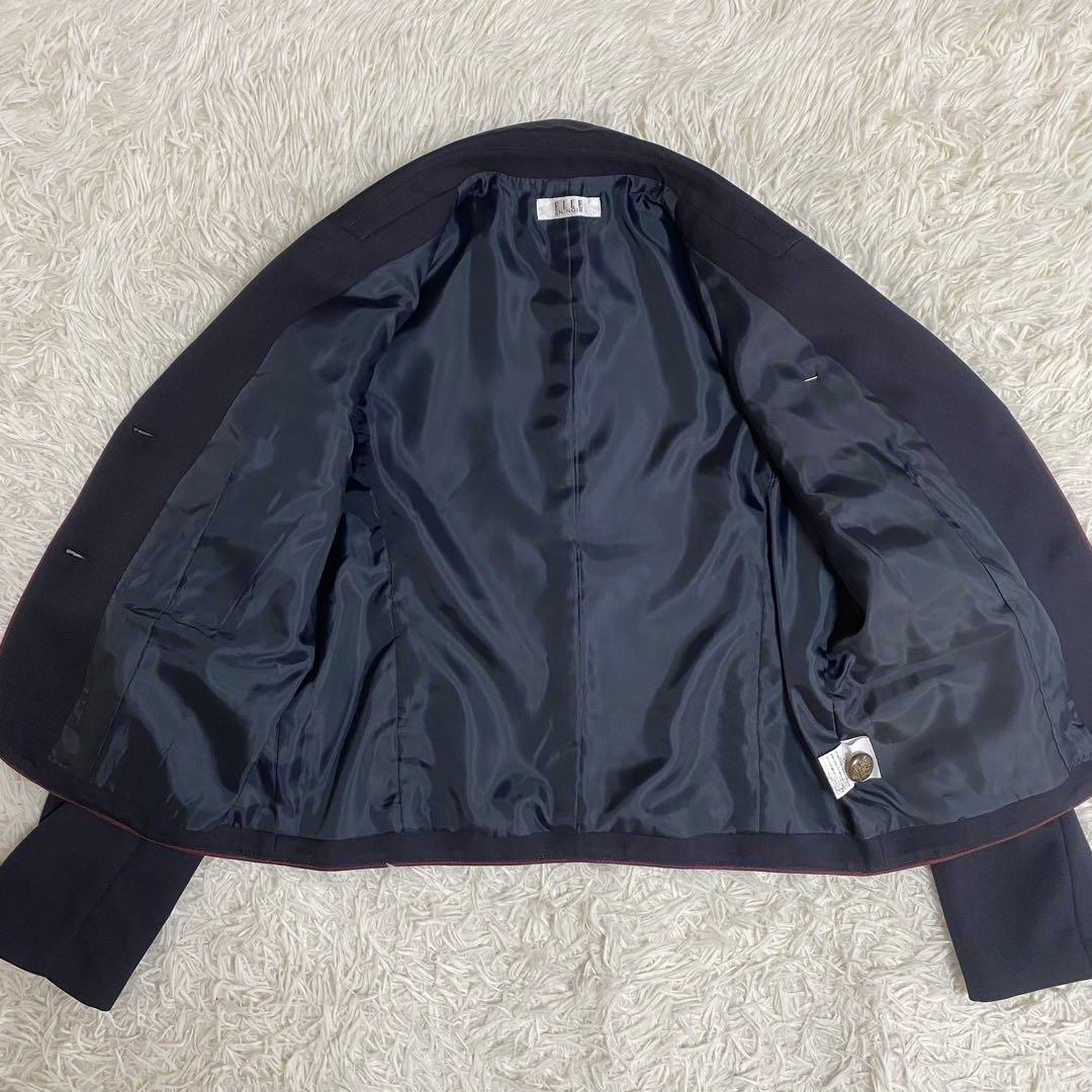 極美品✨エルアンノアール　グレンチェックサスペンダーワイドパンツスーツ 165A