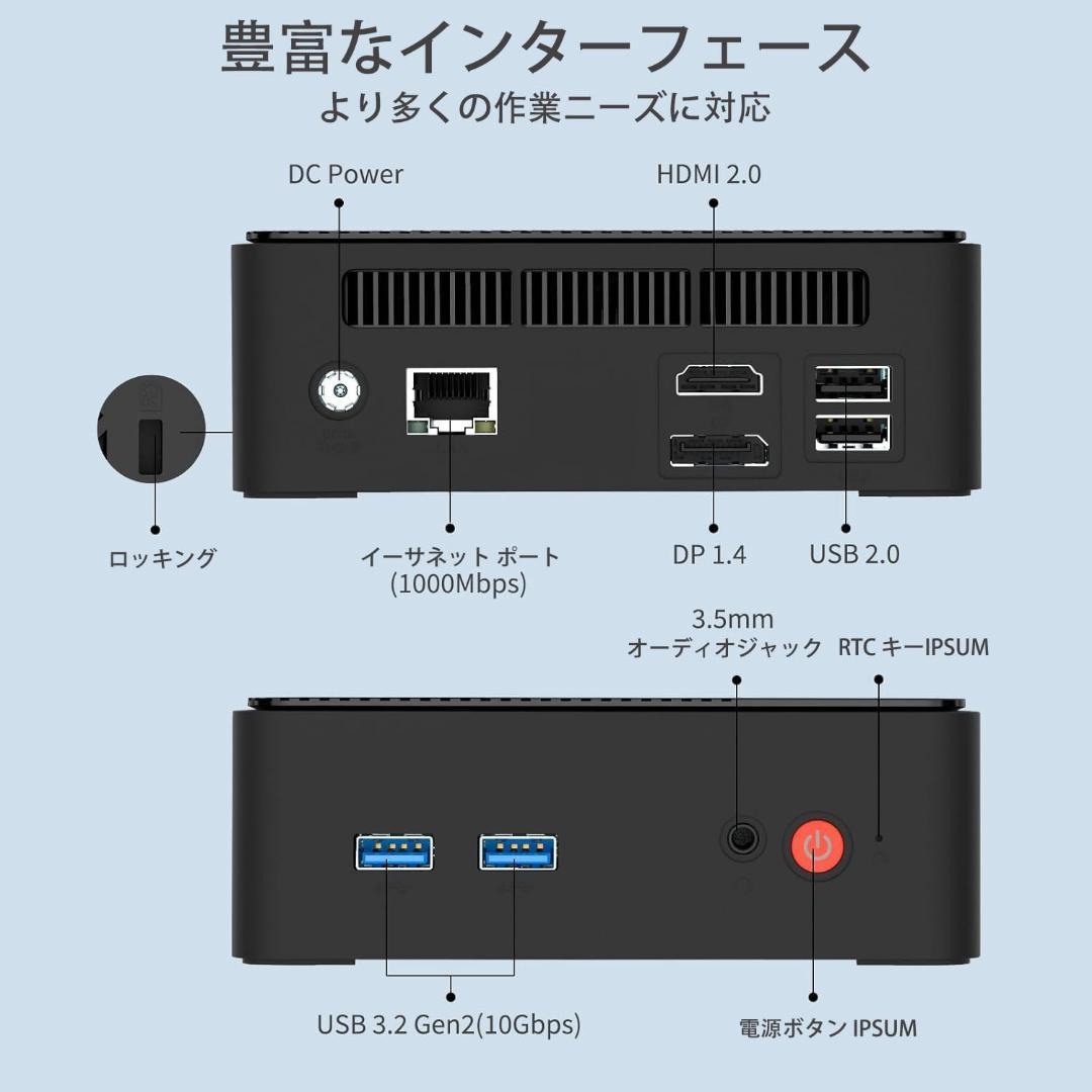 【ミニpc N150 最新第13世代初登場】ミニpc 最大3.60GHz min